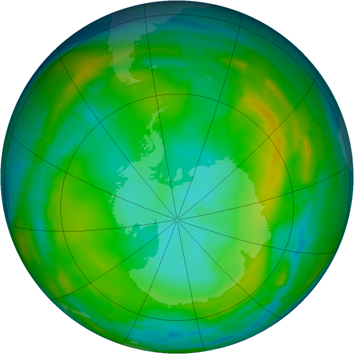 Antarctic ozone map for 03 July 2010